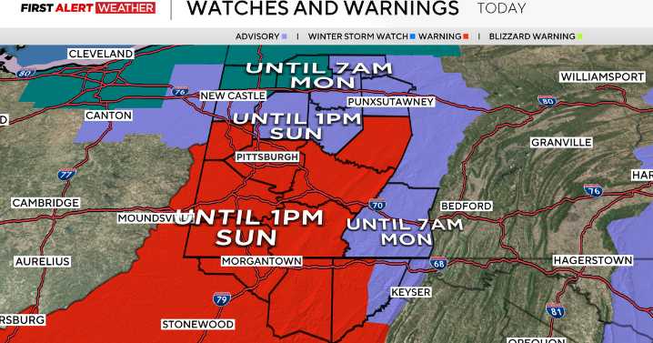 Snow showers begin to taper off in western Pennsylvania, wind chills below zero