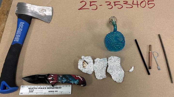 Man with hatchet, drugs arrested in downtown Seattle
