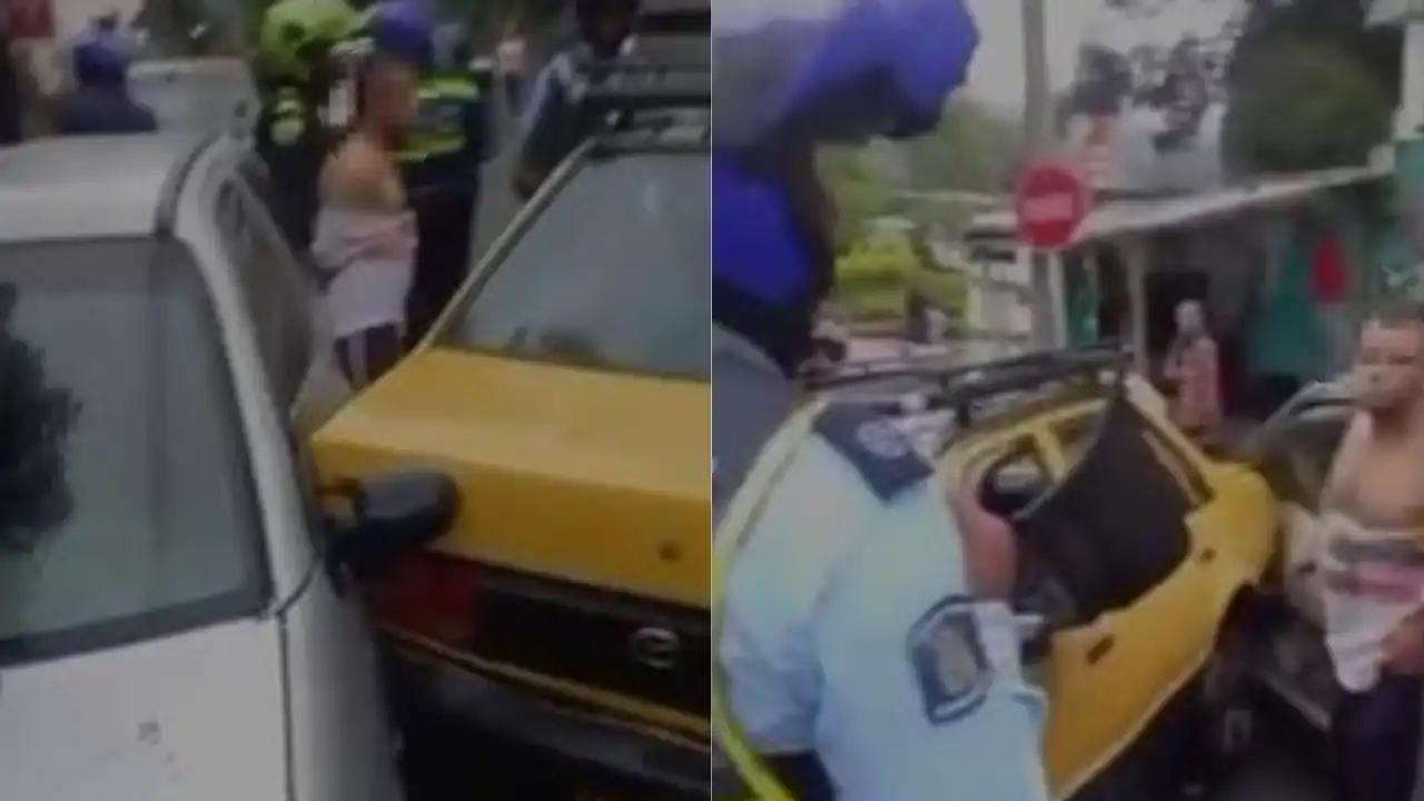Conductor borracho arrolló a agente en Medellín y fue capturado con armas y droga