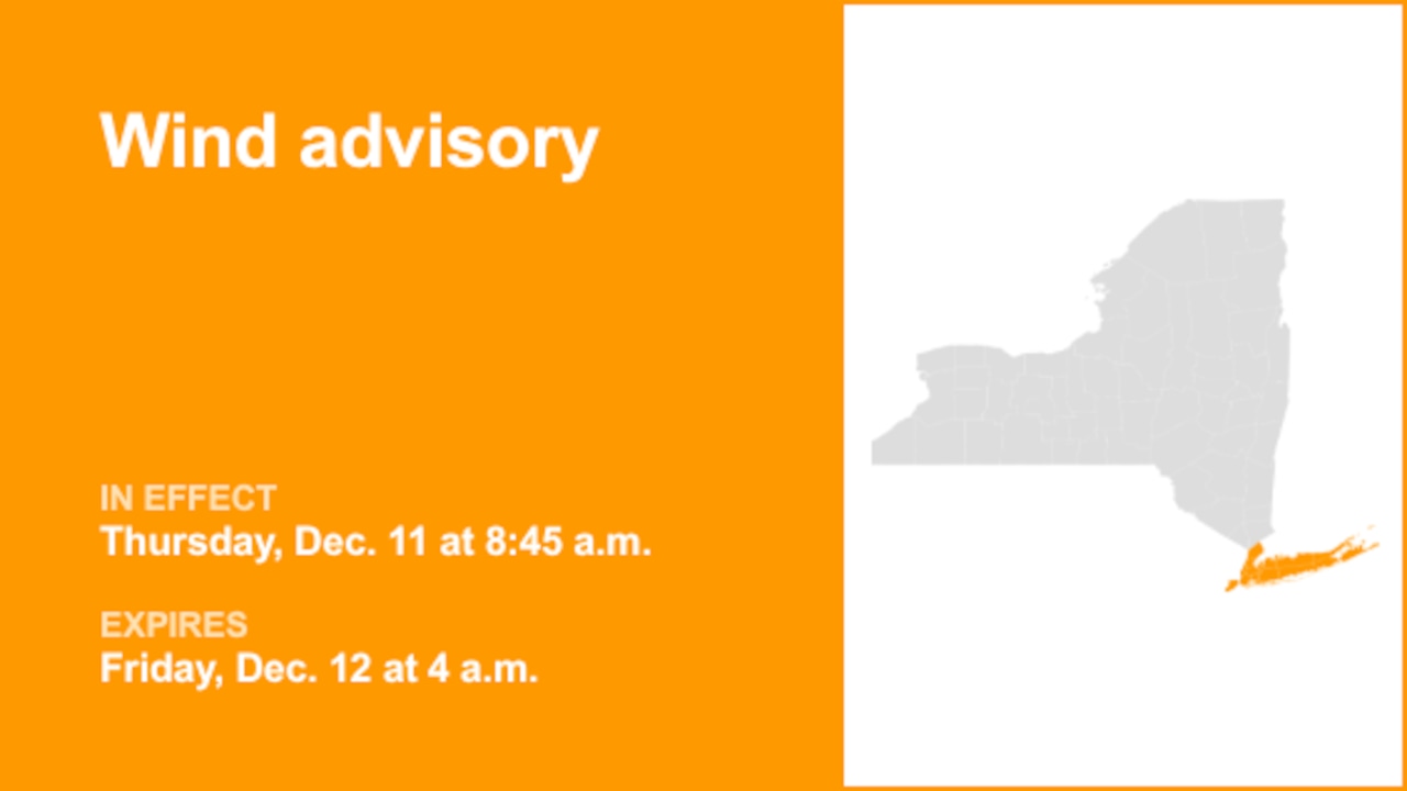 NY weather: Wind advisory issued for part of New York until early Friday morning