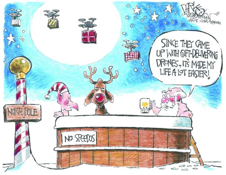 Cartoonist’s take: Santa turns to drones