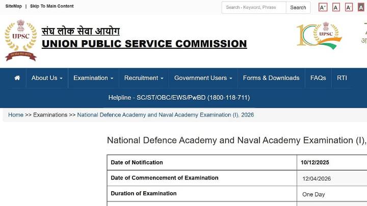 UPSC NDA, CDS 2026 Registration Begins: Check Last Date To Apply For 840 Vacancies, Direct Link And More