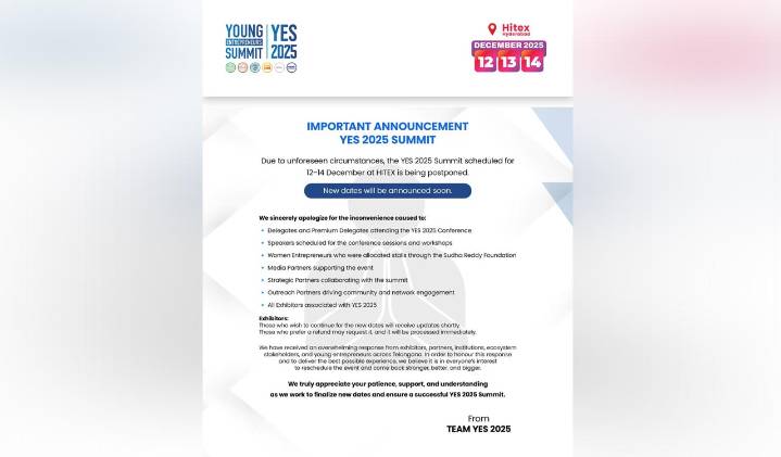 Young Entrepreneurs Summit 2025 postponed at the last minute, ‘unforeseen circumstances’ cited