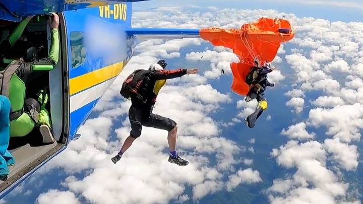 Watch: Skydiver gets parachute caught on plane wing in Australia