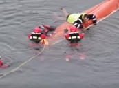 A man who was fishing fell out of his canoe