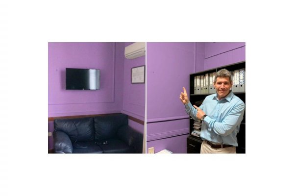 Diputado libertario pintó de violeta el despacho de Mayra Mendoza (y quedó en 'offside')