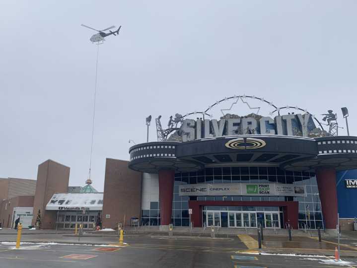 What was with the helicopter hovering over London's Masonville mall?