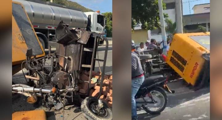 Motocarro presuntamente en contravía provoca fuerte choque en la Troncal del Caribe El siniestro vial se registró a la altura de la Essmar.