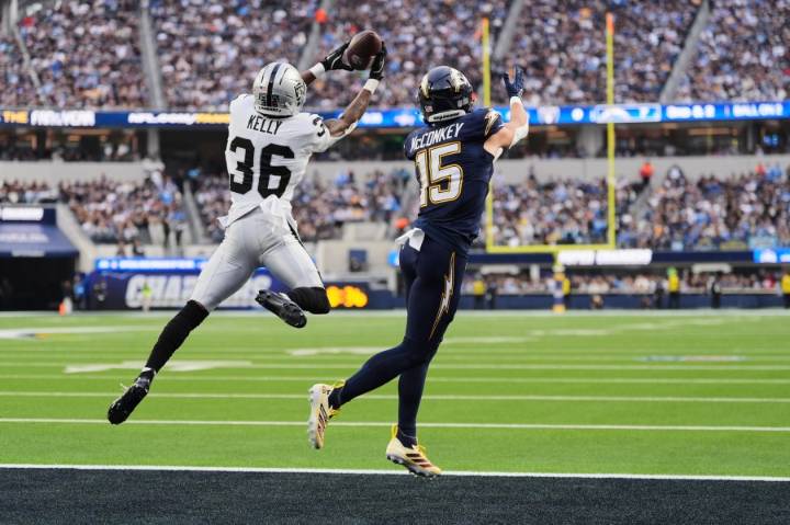 Justin Herbert throws 2 TD passes, Chargers send rival Raiders to 6th straight loss, 31