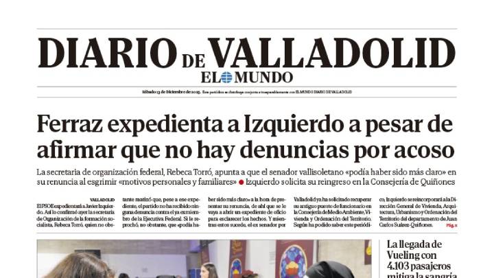 Portada de Diario de Valladolid del 13 de diciembre de 2025