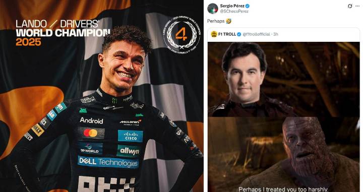 Sergio “Checo” Pérez bromea sobre el triunfo de Lando Norris, nuevo campeón de la F1