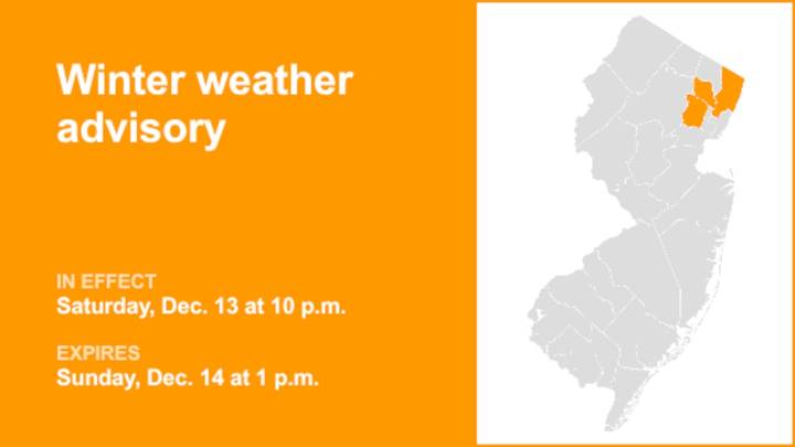 Winter weather advisory for 3 N.J. counties until Sunday afternoon