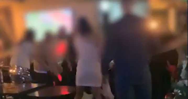 Horrifying moment mass Stoke-on-Trent pub brawl sees Christmas tree topple