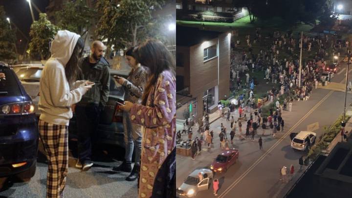 Videos muestran cómo se vivió el potente temblor en Colombia: muchos salieron a la calle en pijama y con cobijas