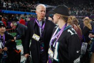 Former President Joe Biden attends Eagles