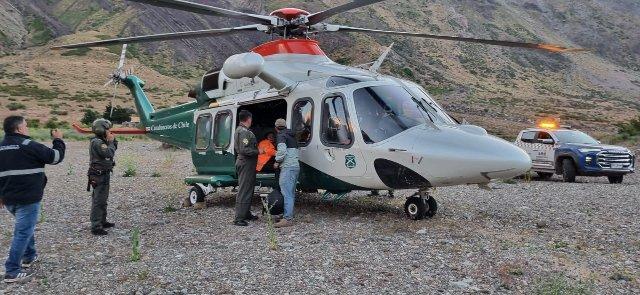 Rescate aéreo permitió auxiliar a mujer lesionada en Termas del Flaco