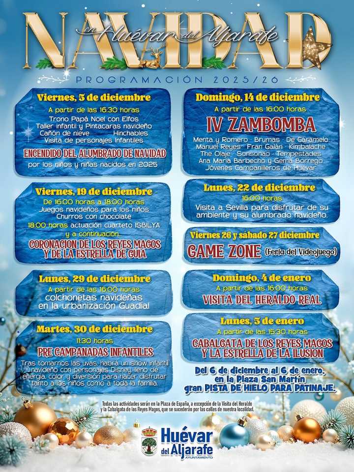 Huévar del Aljarafe presenta una Navidad llena de actividades para todas las edades
