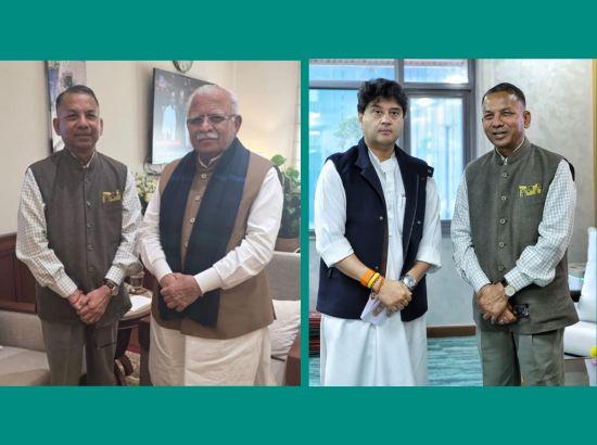 MP Rajinder Gupta calls on Union Minister Manohar Lal Khattar and Jyotiraditya Scindia in New Delhi [ FULL VIEW ]