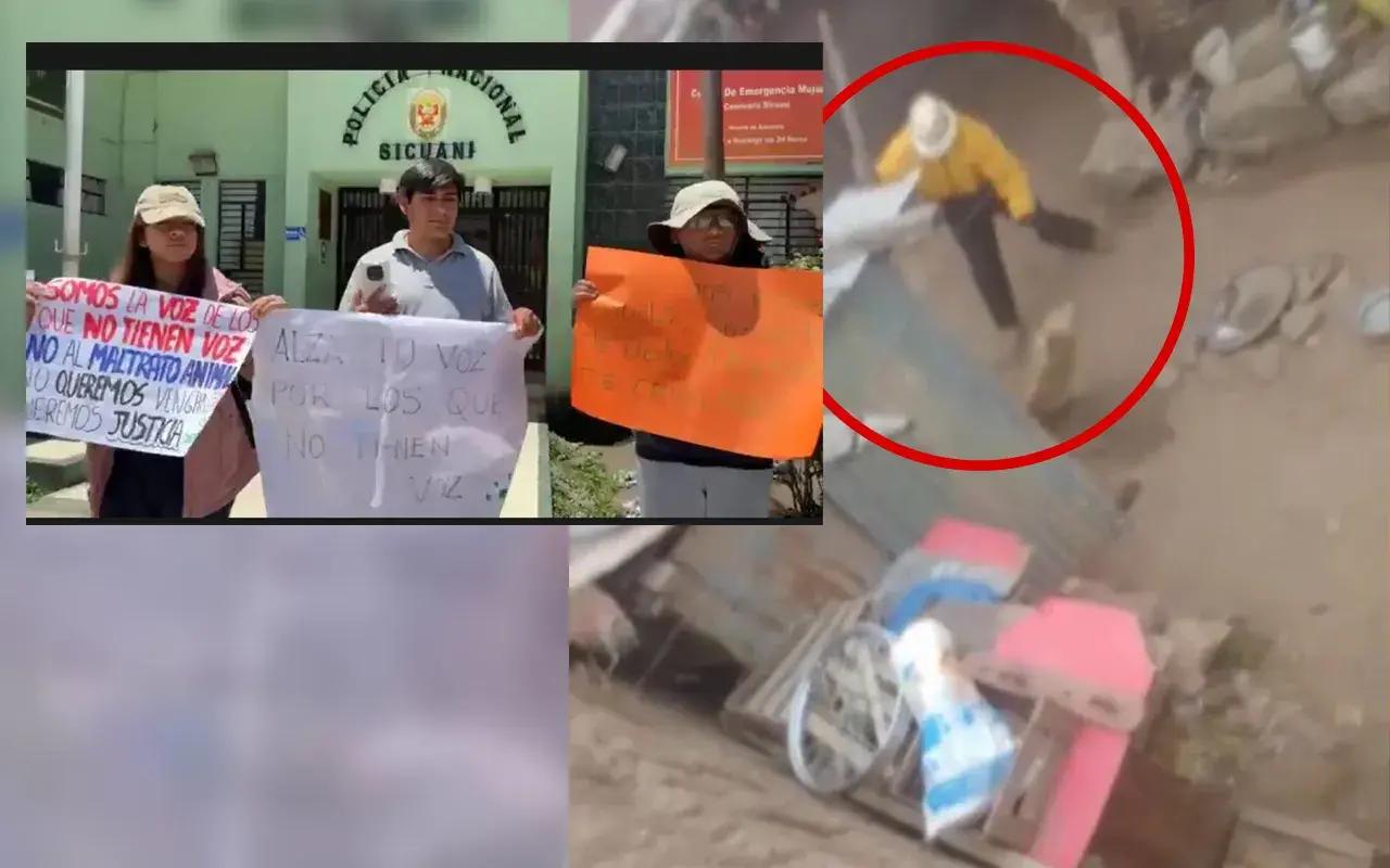 Esta no habido hombre que golpeo a una perrita hasta desvivirla en Sicuani