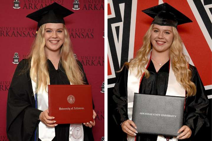 Aspiring veterinarian graduates from both University of Arkansas, A