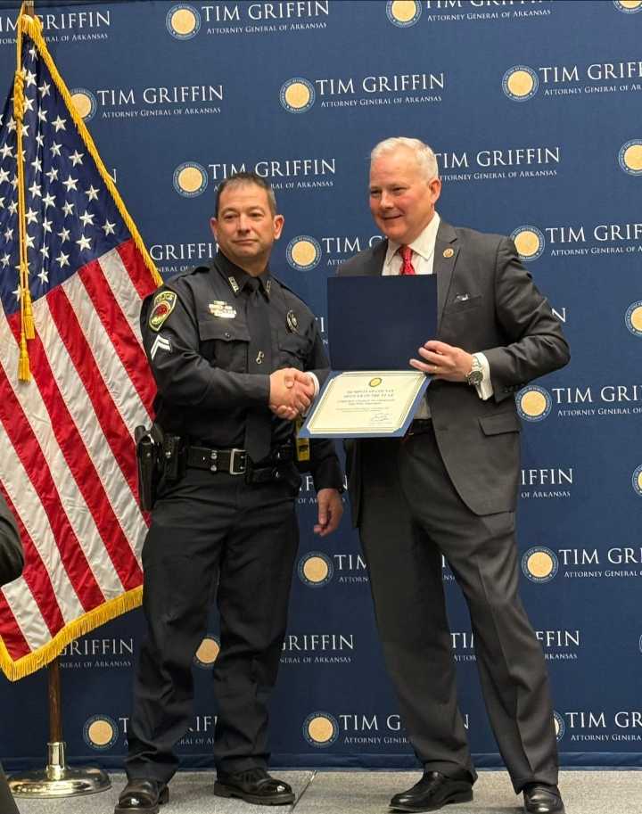 Hope Police Department Corporal Charlie Featherston received Officer of the Year for Hempstead County