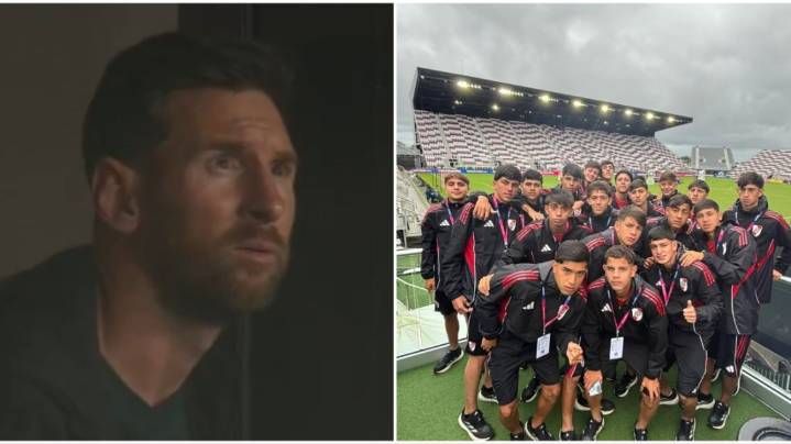 Bajo la mirada de Lionel, River empató 2-2 con el Barcelona en su debut en la Messi Cup