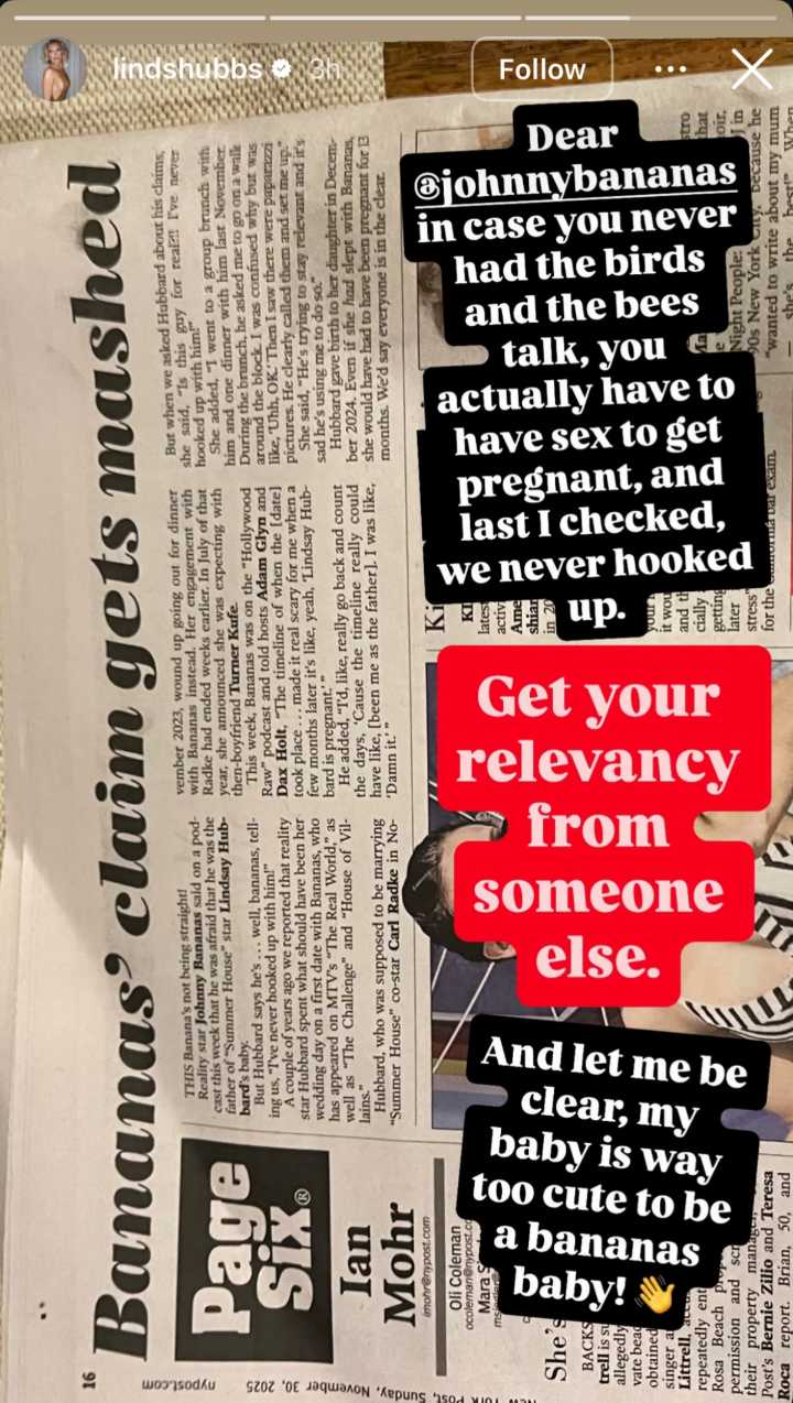 Summer House's Lindsay Hubbard Addresses Johnny Bananas’ Hook Up Claims