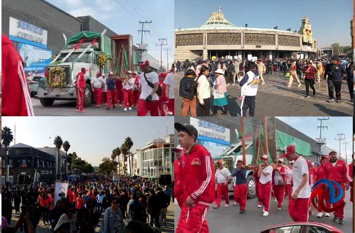 Peregrinos avanzan hacia la Basílica a celebrar el día de la Virgen de Guadalupe
