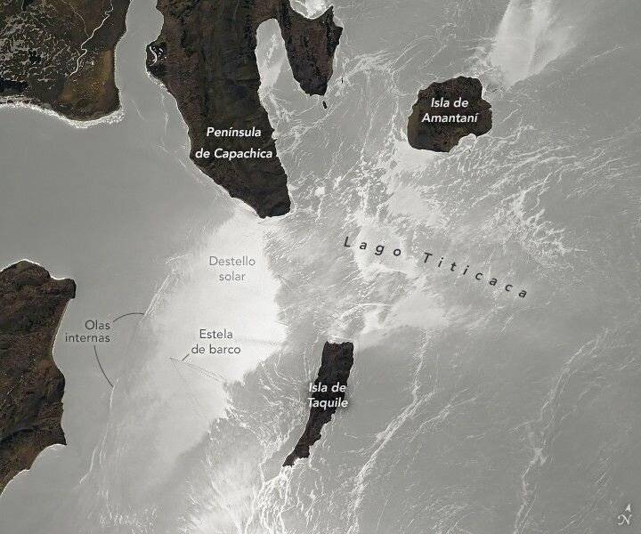 Un astronauta capta una imagen del lago Titicaca desde la Estación Espacial Internacional