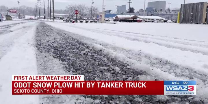 ODOT snowplow hit by fuel tanker