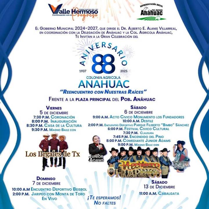 “INICIAN LAS FESTIVIDADES DEL 88 ANIVERSARIO DEL POBLADO ANÁHUAC, REENCUENTRO CON NUESTRAS RAÍCES