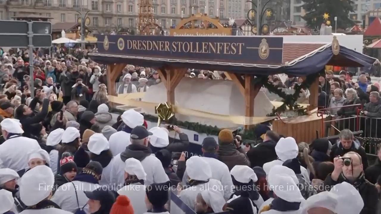 Giant stollen takes center stage at Dresden festival