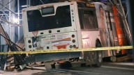 Bus crashes into scaffolding in Manhattan; 1 person injured, rushed to Bellevue Hospital