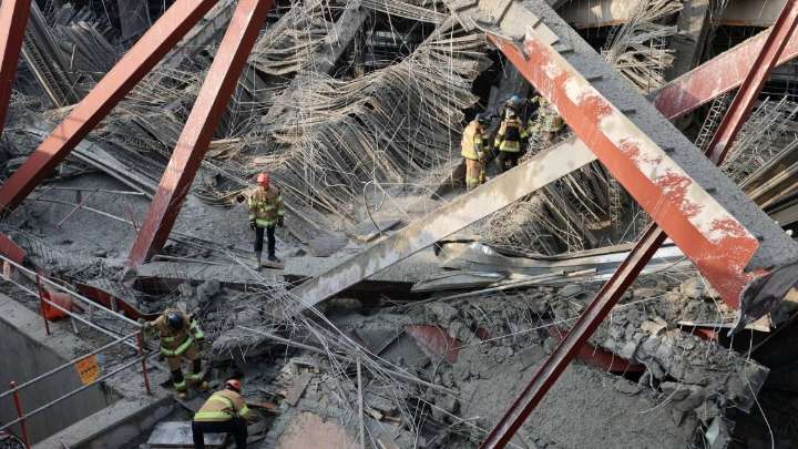 Se derrumba una biblioteca en construcción en Corea del Sur; reportan dos muertos