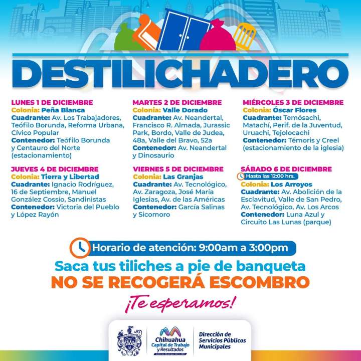 Visitará programa Destilichadero seis colonias en primera semana de diciembre