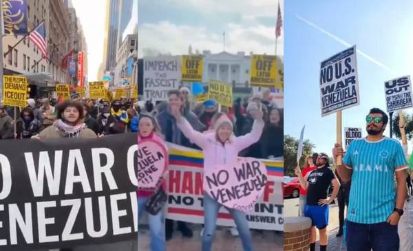 Protestas en EEUU contra la escalada militar de Trump en Venezuela