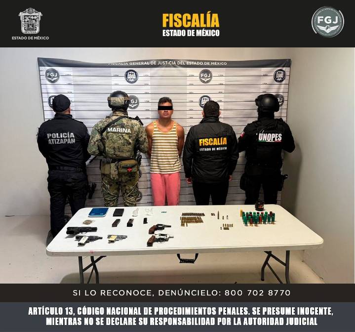 Aseguran armas y droga durante cateo en Atizapán; hay un detenido