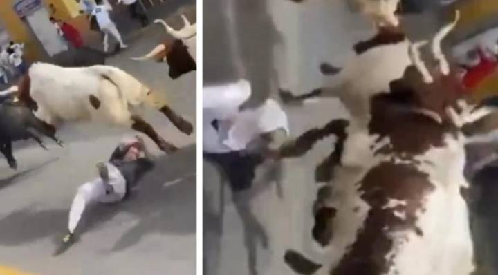 Un estadounidense fue embestido por un toro en el encierro estilo Pamplona en Huamantla