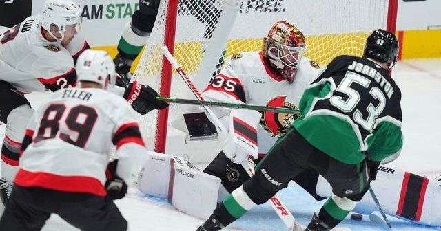 Johnston's hat trick leads Stars past Senators 6-1 for 4th consecutive win
