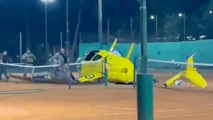 Impactante: cayó un helicóptero en las canchas de tenis del excircuito KDT de Belgrano