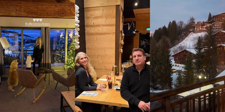 Los días de Maxi López y su esposa Daniela Christiansson en un lujoso hotel en los Alpes franceses