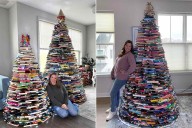 Woman Goes Viral for Building Life-Size Christmas Tree with 600 Books (Exclusive)