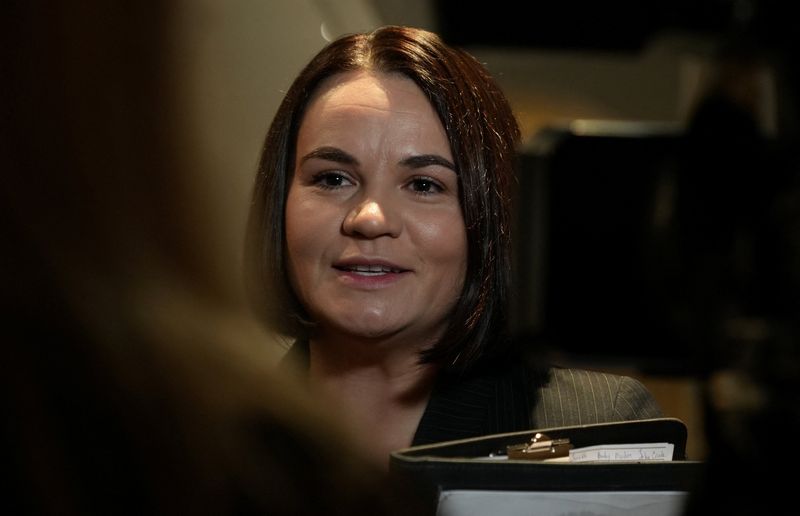 Belarus opposition leader says US needs to use stick as well as carrot with Lukashenko