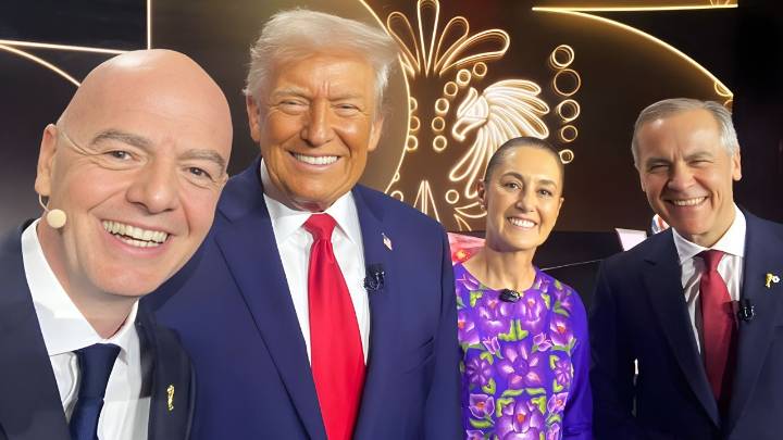 Así posaron Claudia Sheinbaum, Donald Trump y Mark Carney para la selfie de Gianni Infantino