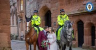 Moment newlyweds get a special message from West Midlands Police horses