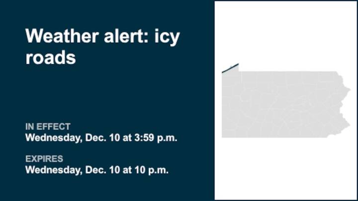 Look for icy roads in Northern Erie until Wednesday night