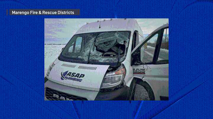Driver injured after windshield smashed by falling ice chunk