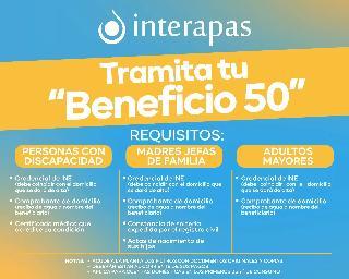 ⁠Interapas ofrece descuento en pago de agua con el programa “Beneficio 50”
