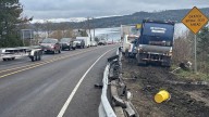 Truck crash west of the Hood Canal Bridge causes backups