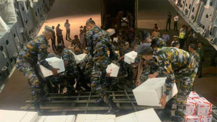 Operation Sagar Bandhu: Indian Air Force C-17 airlifts a 65-ton Bailey Bridge from Hindan to Colombo, relief assistance continues